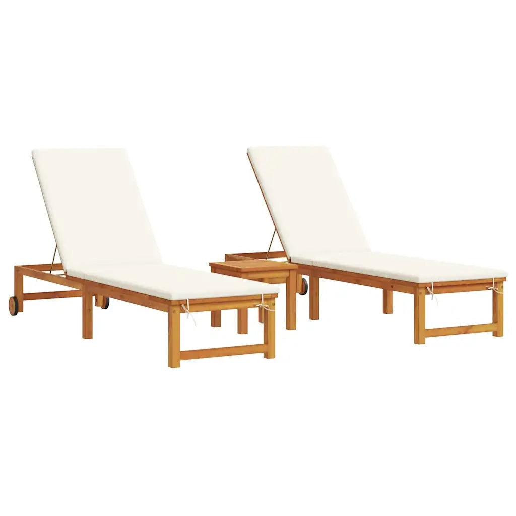 Lettino da sole 3 pcs Marrone Legno di Acacia Massello 3333834