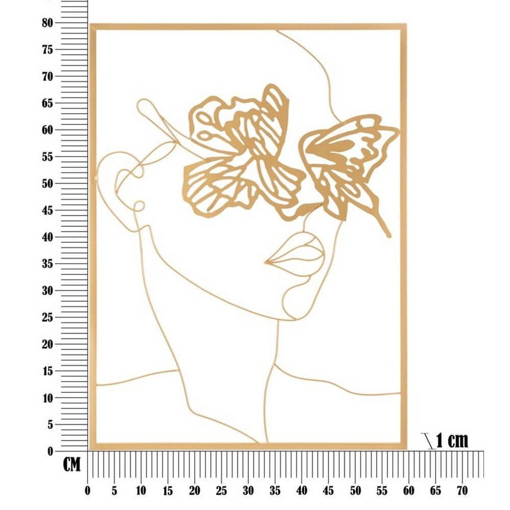 Decorazione Parete Ferro Volto d'Oro cm 60X80 - GOLD FACE