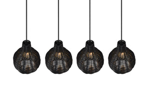 Lampada a Sospensione da Interno Attacco E14 in Tessuto Nero