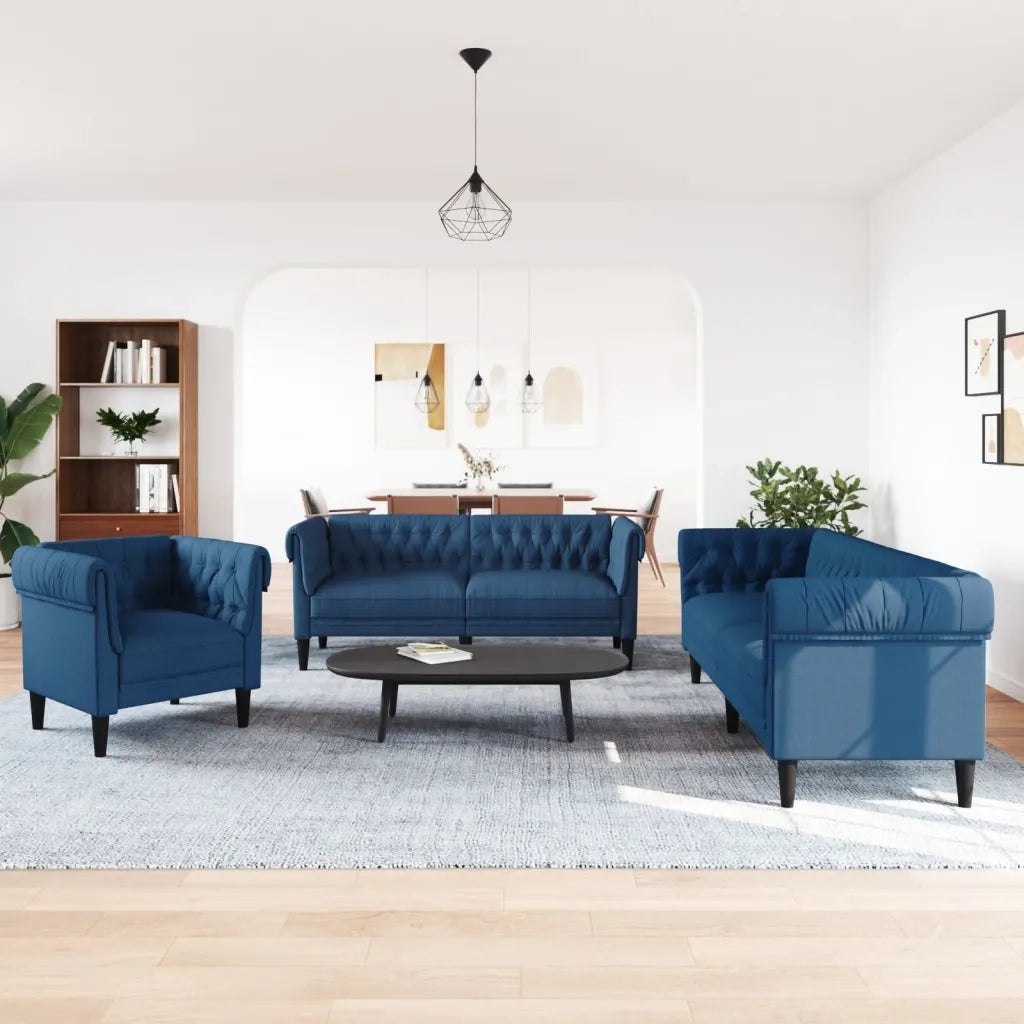 Set di Divani 3 pz Blu in Tessuto 3209197