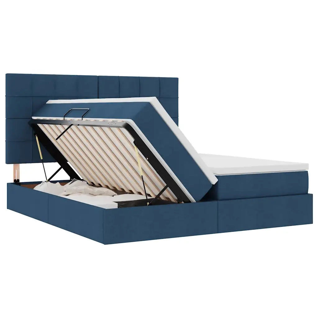 Letto con Contenitore Blu 200 x 200 cm Pelle Sintetica