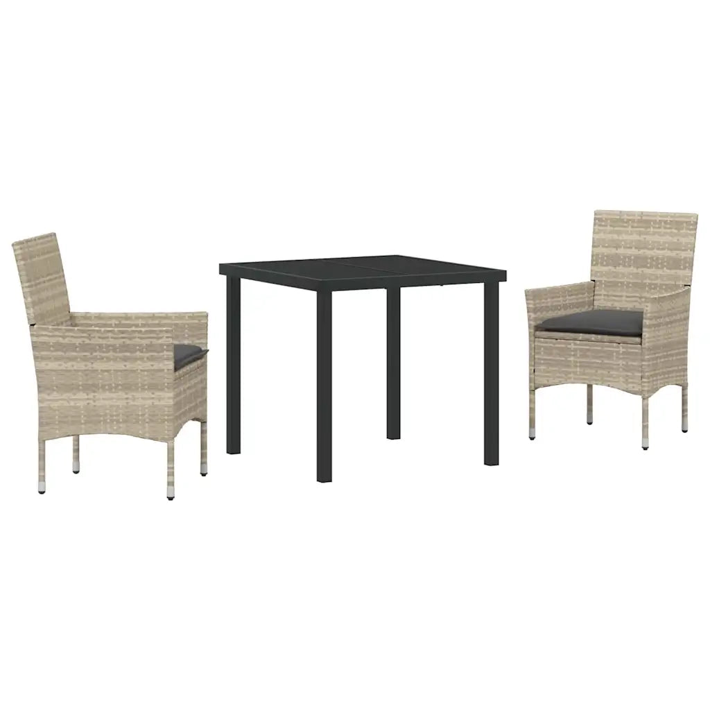 Set da Pranzo per Giardino 3 pcs Grigio chiaro polyrattan