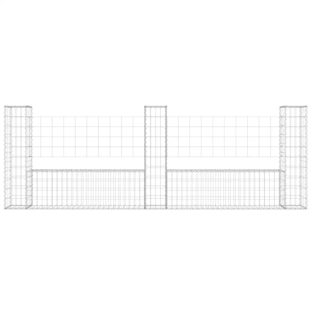 Cesto Gabbione a U con 3 Pali in Ferro 260x20x100 cm 151276