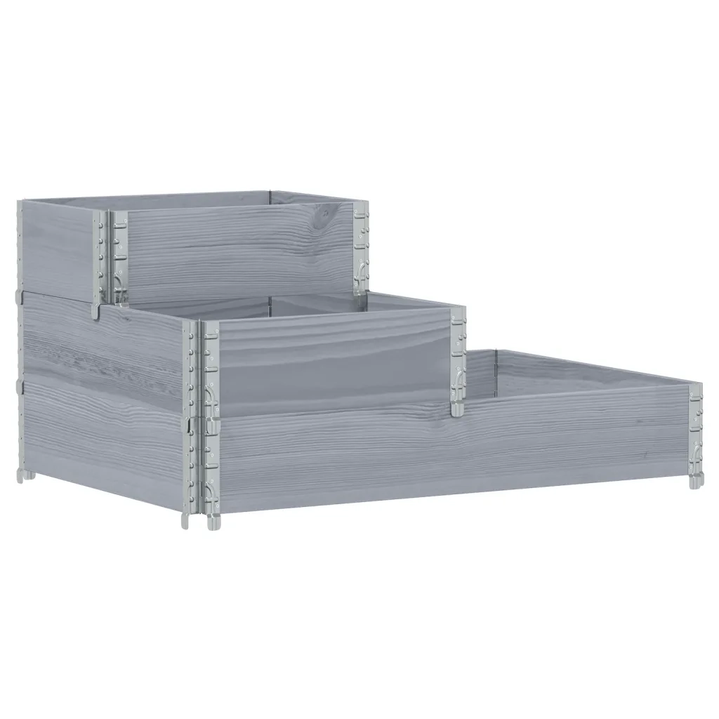 Fioriera | Cassetta per fiori | Vaso Rialzata a 3 Livelli Grigia 120x80 cm Legno di Pino
