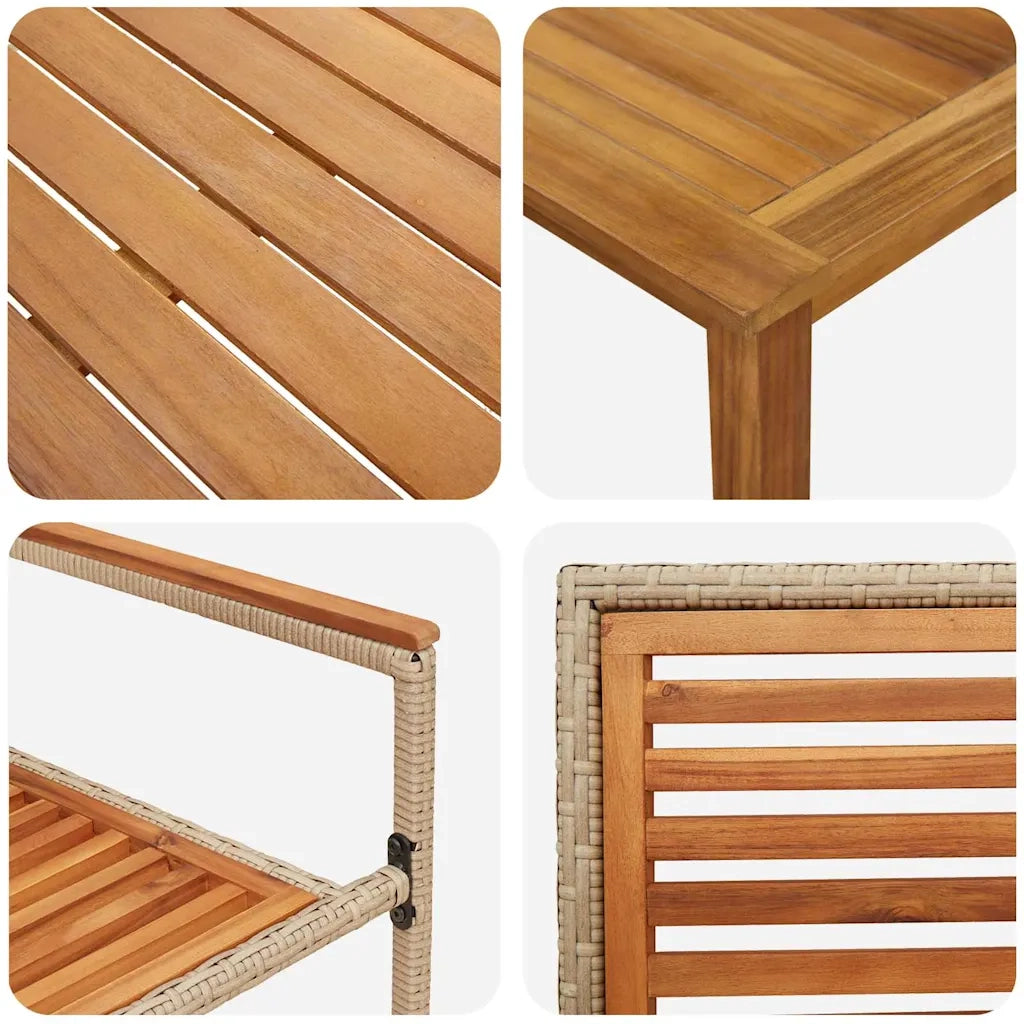 Set da Pranzo per Giardino 3 pcs Beige Legno di Acacia Massello 3365513