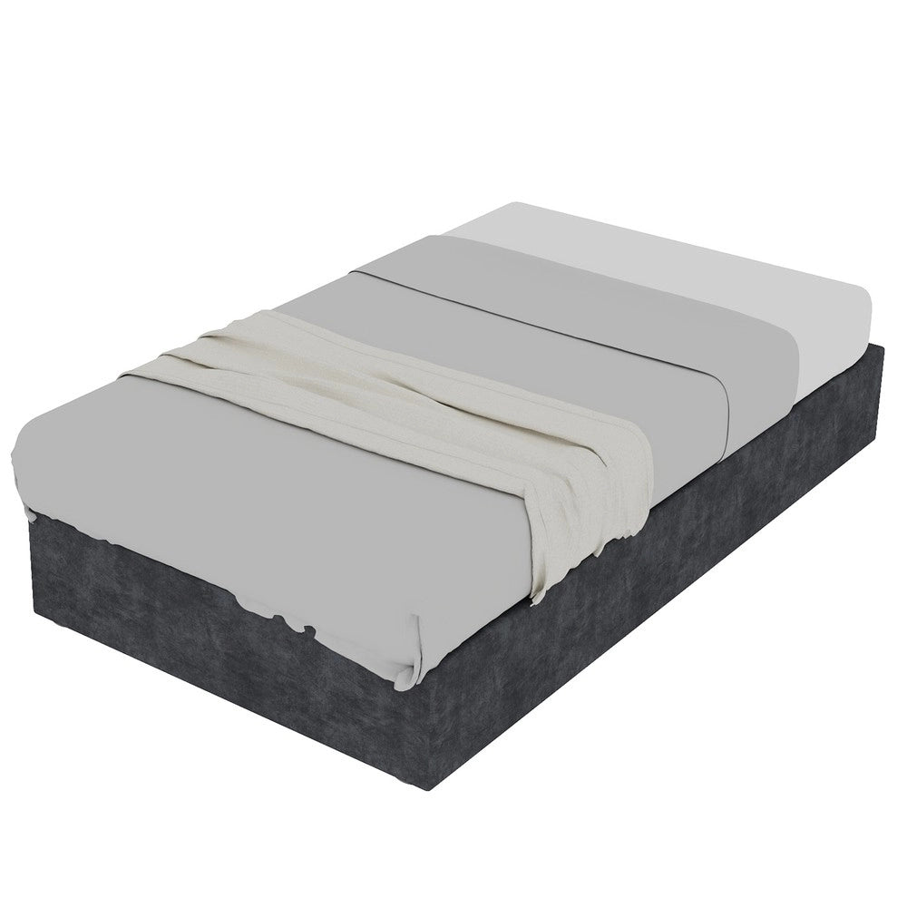 Letto Contenitore Imbottito ¨C MINIMAL ¨C Grigio, Velluto, 90x200