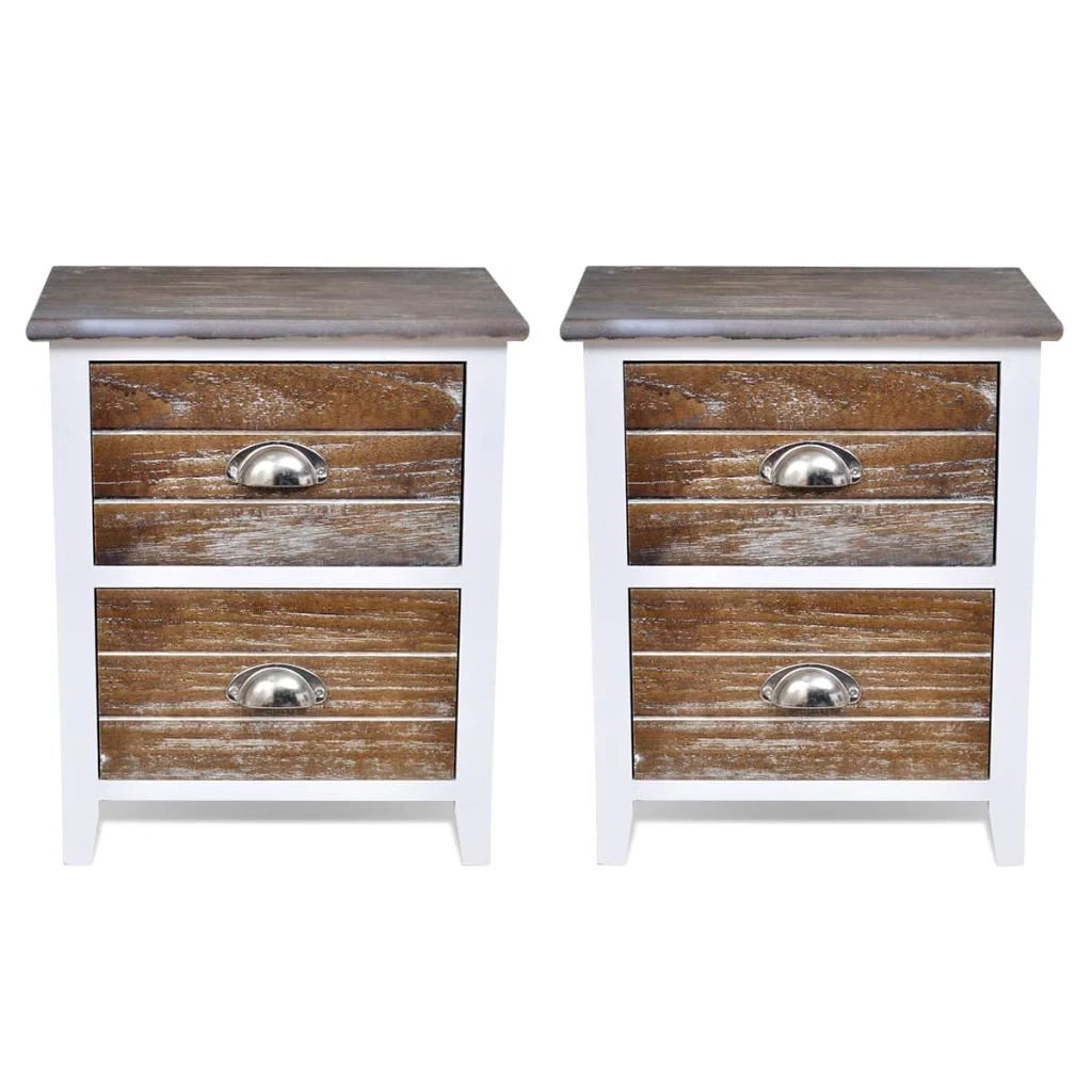 Comodino comodino cassettiera mobili per camera da letto 2 pezzi con 2 cassetti marrone e bianco 1402152