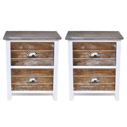 Comodino comodino cassettiera mobili per camera da letto 2 pezzi con 2 cassetti marrone e bianco 1402152