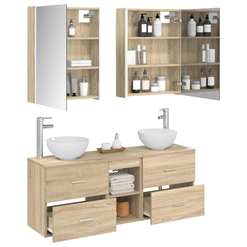 Set di Armadi da Bagno 5 pcs Rovere Sonoma 53 x 15,5 x 70 cm 3406689