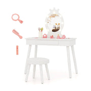 Set da toeletta per bambini 70 x 34 x 99 cm con specchio illuminato regolabile atmosfera decorativa e accogliente MDF bianco 20_0011872