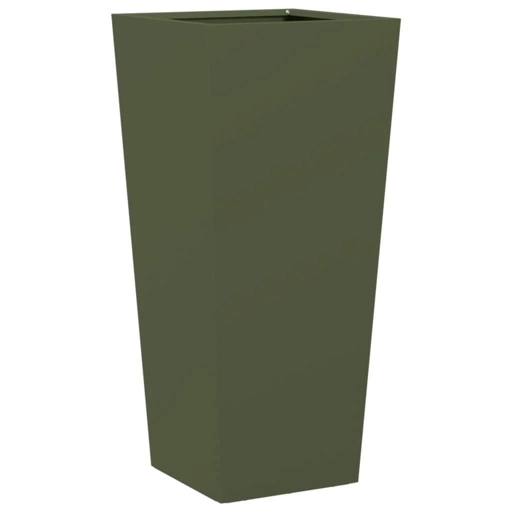 Fioriera aiuola rialzata fioriera aiuola giardino terrazza set da 2 verde oliva 35 x 35 x 75 cm acciaio verde 02_0039081