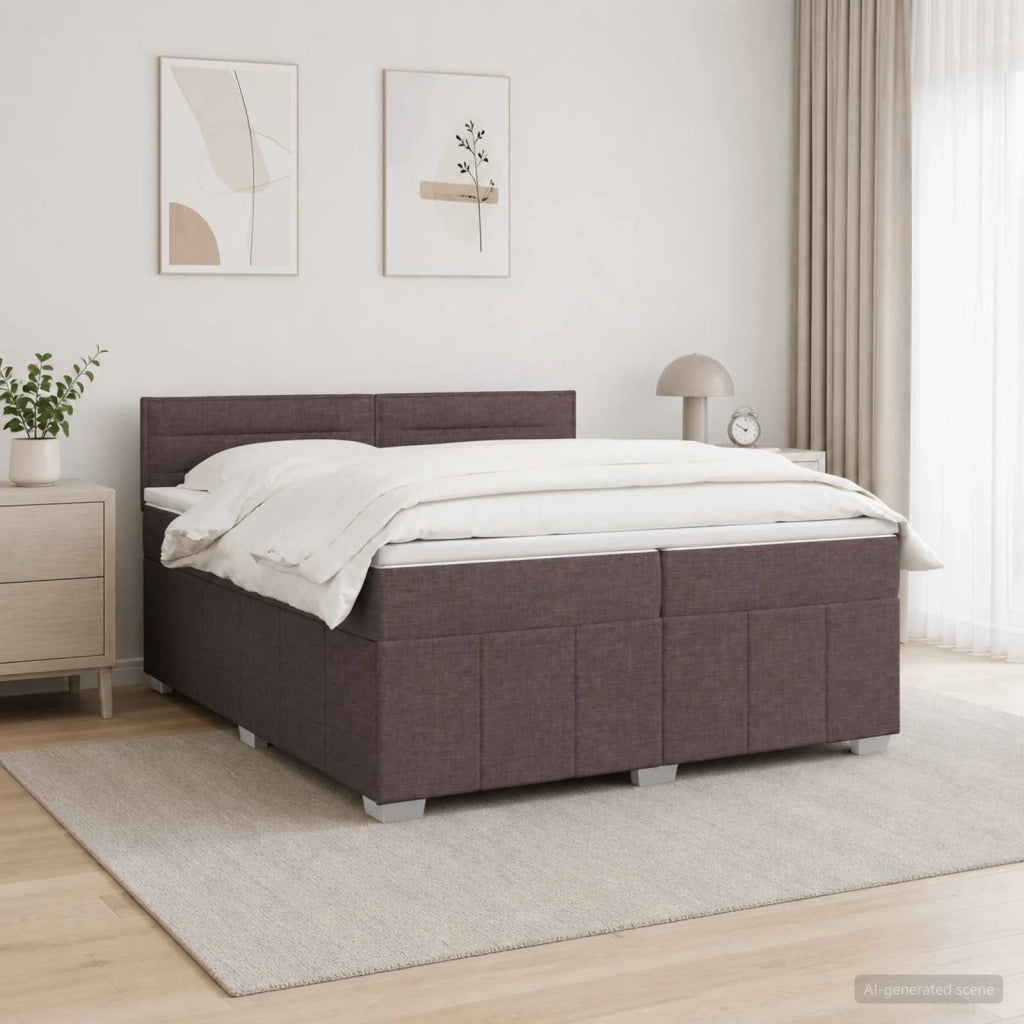 Letto Box Spring LED con Materasso Marrone Scuro 200 x 200 cm 3455685
