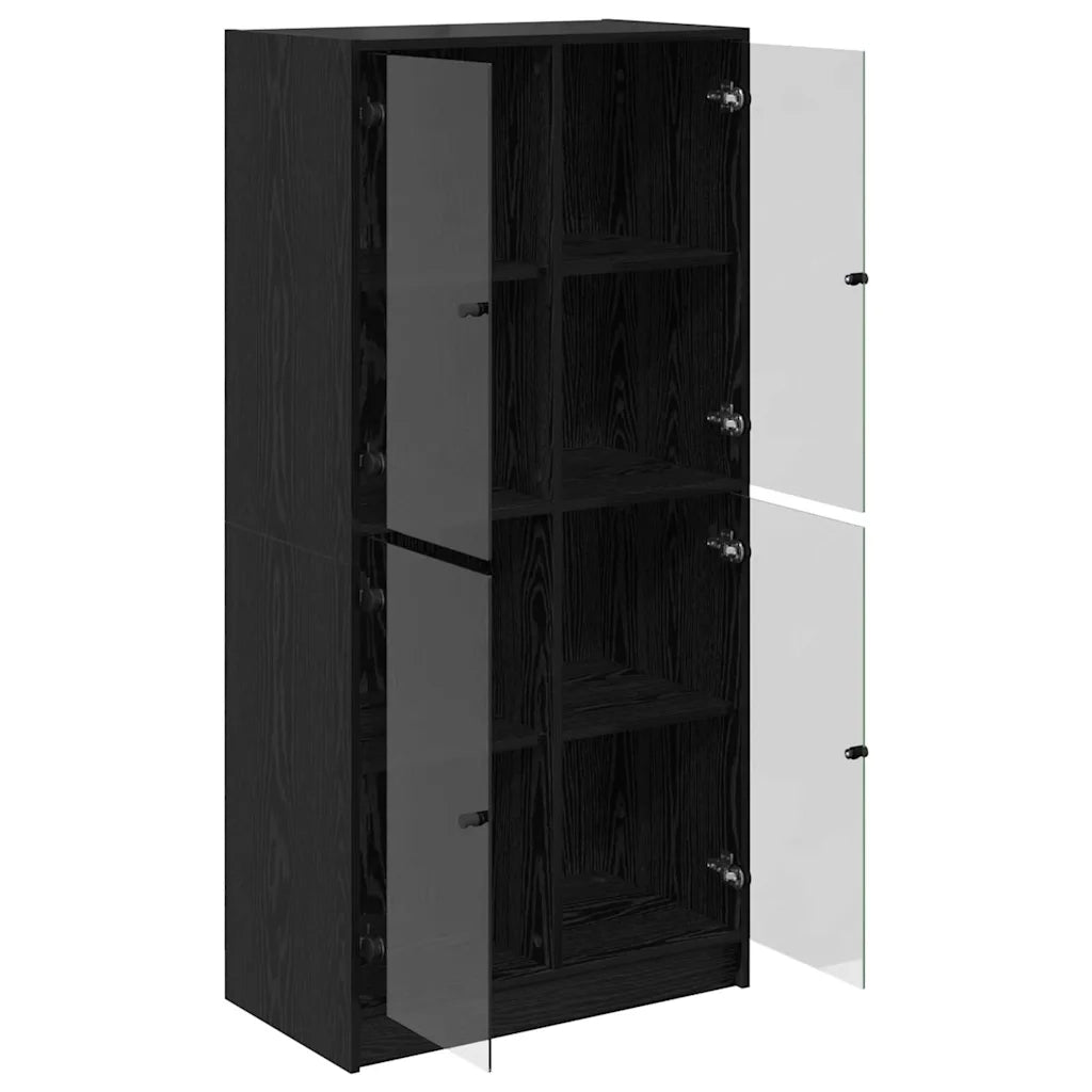 Credenza-Buffet-Armadio da cucina Rovere Nero 68 x 37 x 142 cm Legno multistrato