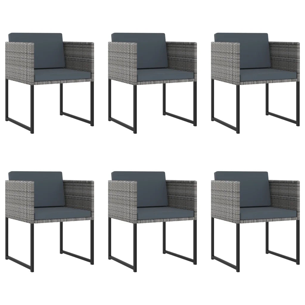 Set Pranzo da Giardino 11 pz con Cuscini in Polyrattan Grigio cod mxl 43212