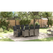 Set da Pranzo per Giardino con cuscino 9 pcs Grigio polyrattan 3379582
