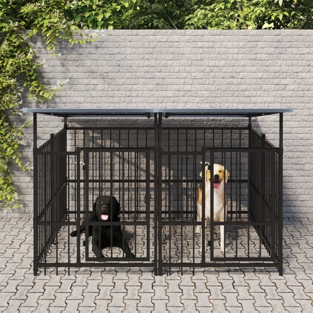 Gabbia per Cani da Esterno con Tetto in Acciaio 3,75 mÂ² cod mxl 44261
