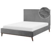 Letto matrimoniale Tessuto grigio 140 cm 6 Struttura imbottita a nido d'ape trapuntato