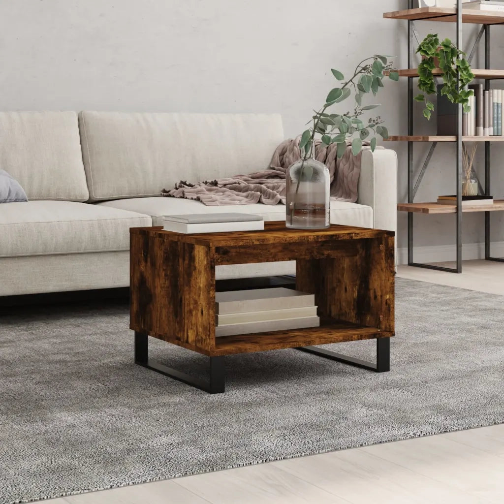Tavolino da Salotto Rovere Fumo 60x50x40 cm Legno Multistrato 829265