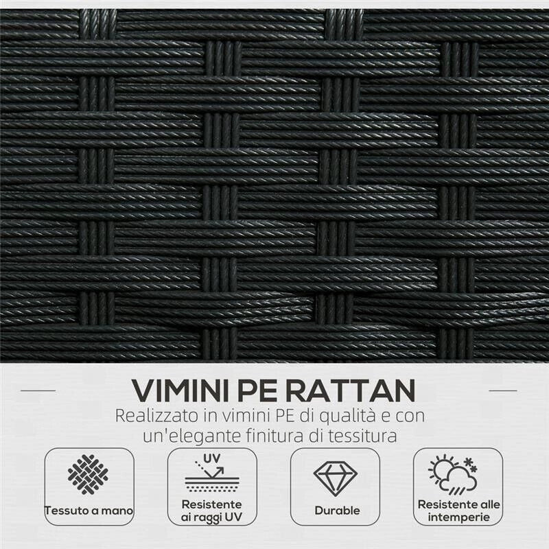 SET DA GIARDINO 4PEZZI IN RATTAN CON 2 SEDIE, POLTRONA DA GIARDINO A 2 POSTI E TAVOLINO BASSO