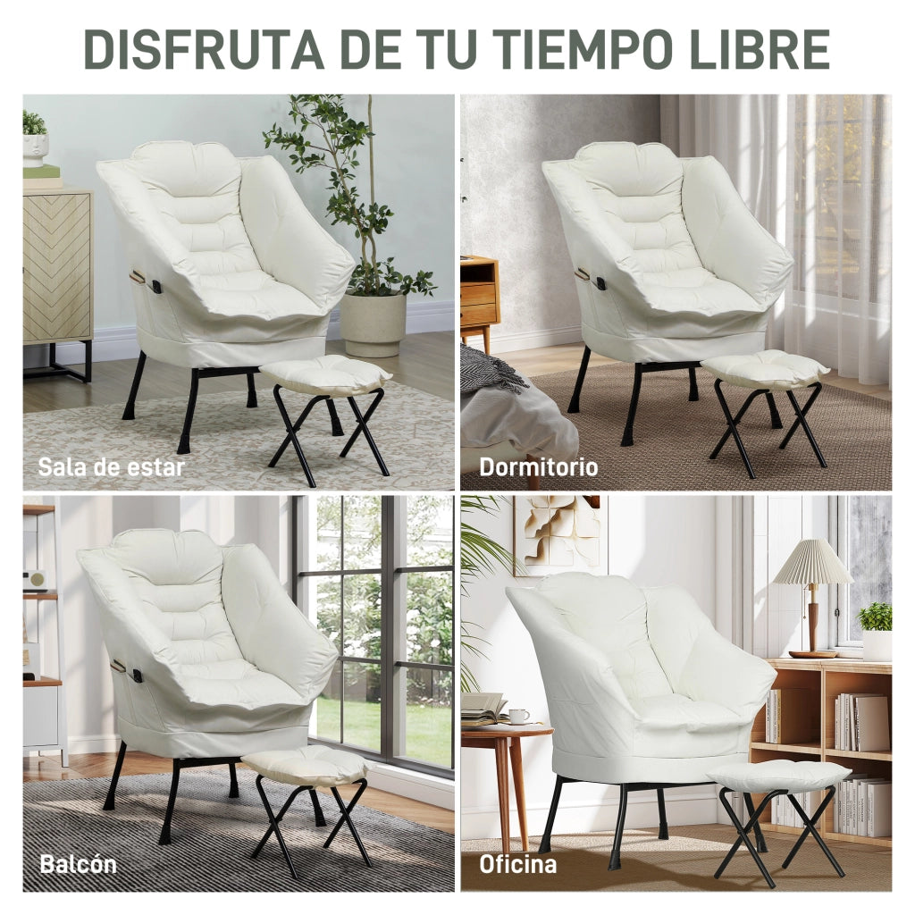 Poltrona Relax con Poggiapiedi ¨C Zephmum ¨C Crema