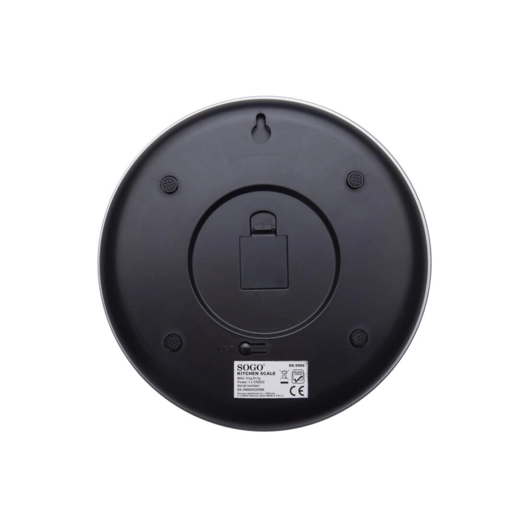Bilancia da cucina digitale in vetro, capacità 5 kg precisione 1 g, display LCD con tara e spegnimento automatico - Sogo