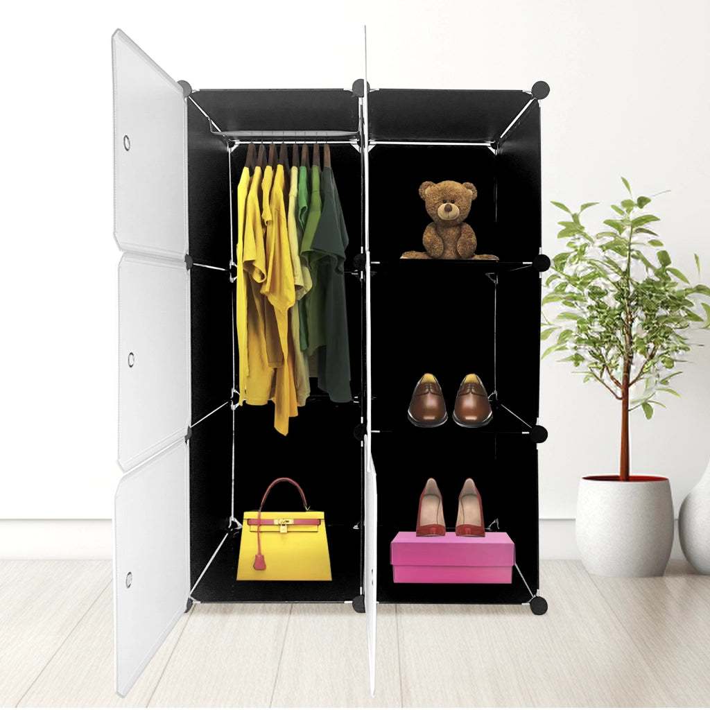 Cubo personalizzabile Guardaroba Boxed Basic Nyana Home 6 Cubes/Doors Organizzazione domestica Appendiabiti Scarpiera 110x75x47cm Nero