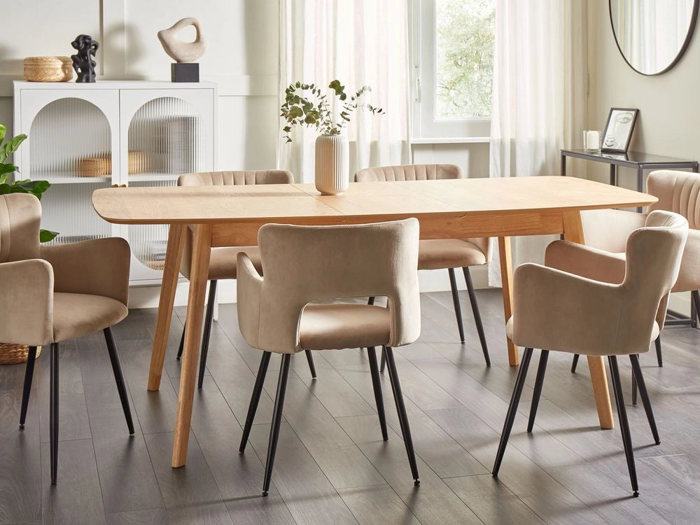 Tavolo da pranzo in legno di rovere chiaro 150/190 x 90 cm allungabile con gambe in legno Stile scandinavo
