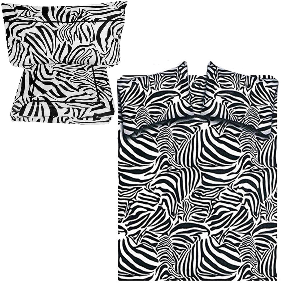 Trade Shop - Completo Letto Matrimoniale In Cotone 100% Zebrato 240x280cm Coperta Termica -