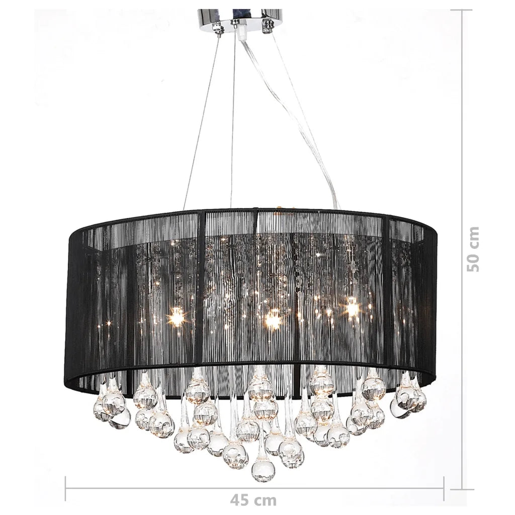 Lampadario con 85 Cristalli Nero 60344
