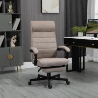 Sedia da Ufficio con Altezza Regolabile, Poggiapiedi Incluso e Seduta Imbottita, 68x67x109-119 cm, Marrone