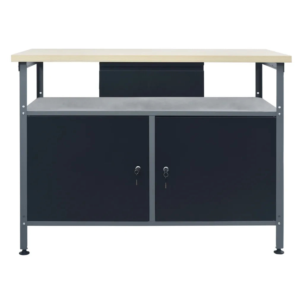 Banco da Lavoro Nero 120x60x85 cm in Acciaio 145345