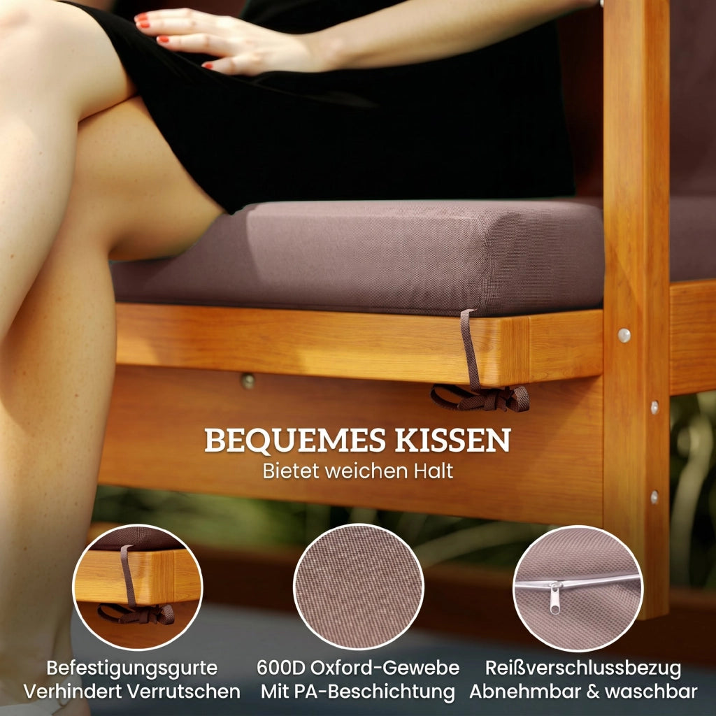 Altalena da giardino Hollywood con tettoia ¨C zephmum ¨C in legno, per 3 persone, marrone