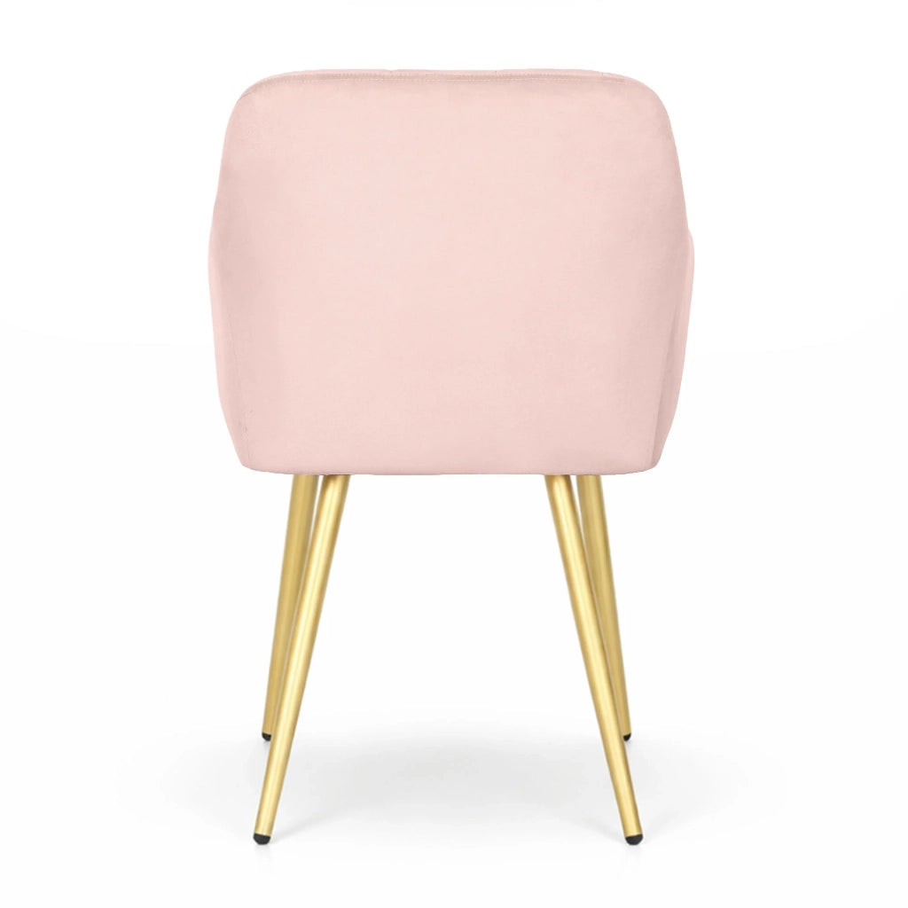 Set di 2 Sedie imbottite con cuciture quadrate LUXANO Rosa Cipria gambe oro