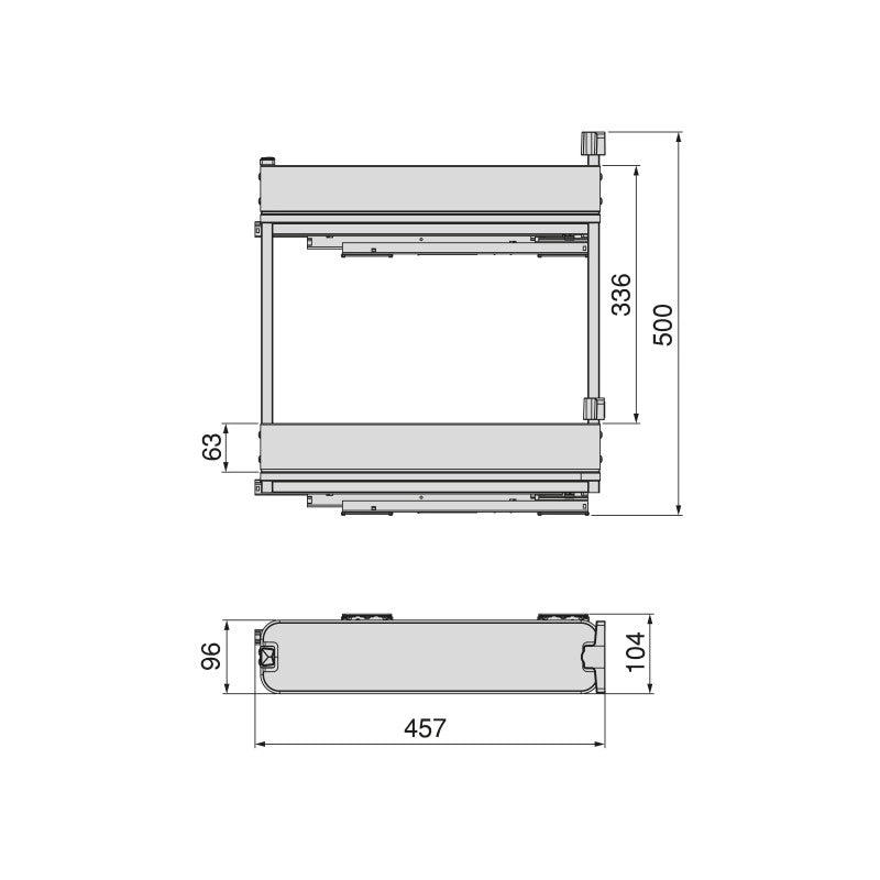 Carrello estraibile Supra con fissaggio inferiore con chiusura softt, modulo 400mm, Acciaio, Cromato