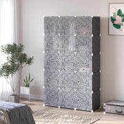 Armadio modulare con 11 cubi e 2 barre appendiabiti in plastica; nero; 111 x 47 x 183 cm