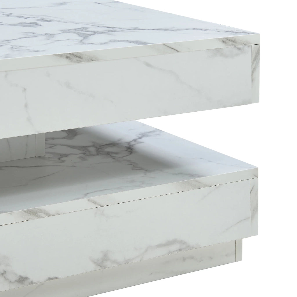 Tavolino/consolle/tavolino laterale 76 x 76 x 38 cm effetto marmo bianco 03_0010792