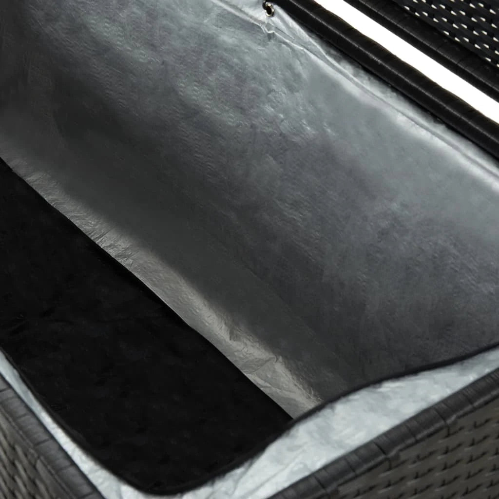 Cassapanca portaoggetti per mobili da giardino in resina intrecciata 200 x 50 x 60 cm nero 02_0013124