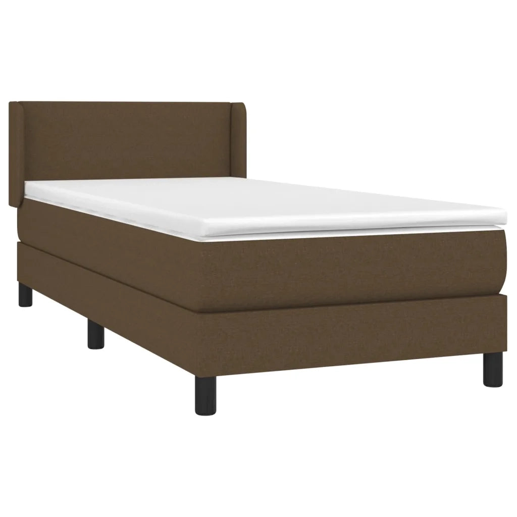 Giroletto a Molle con Materasso Marrone Scuro 90x190cm Tessuto