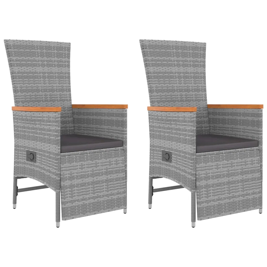 Set Mobili Giardino 3pz Grigio Polyrattan Legno Massello Acacia 3157654