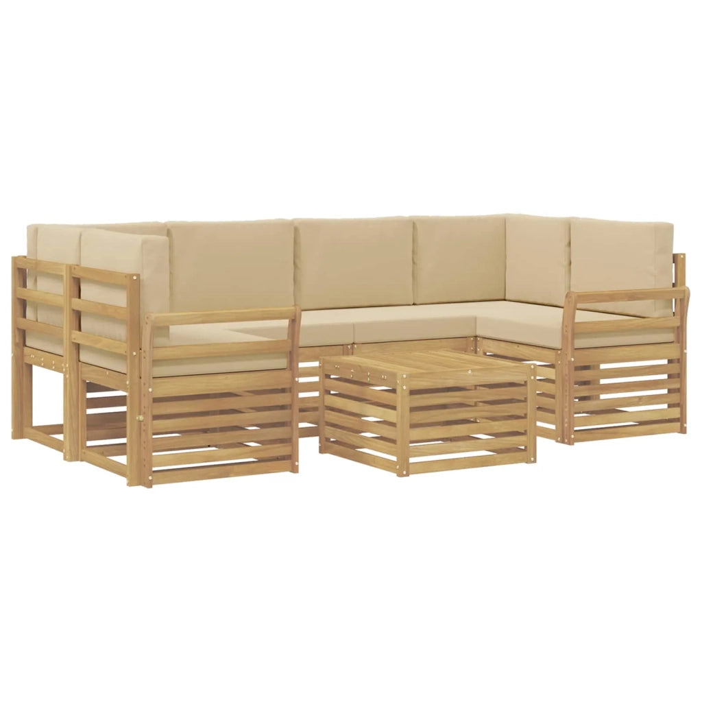 Set di divani da esterno 7 pcs Bianco e Beige Poliestere 3391478