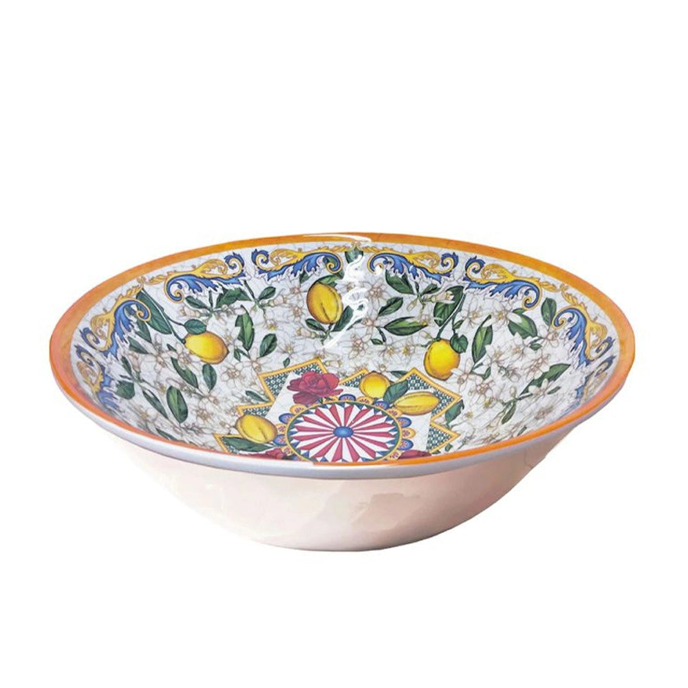 Trade Shop - Insalatiera Ciotola Tonda Carretto Siciliano Centro Tavola Decorazione Diam.21cm -
