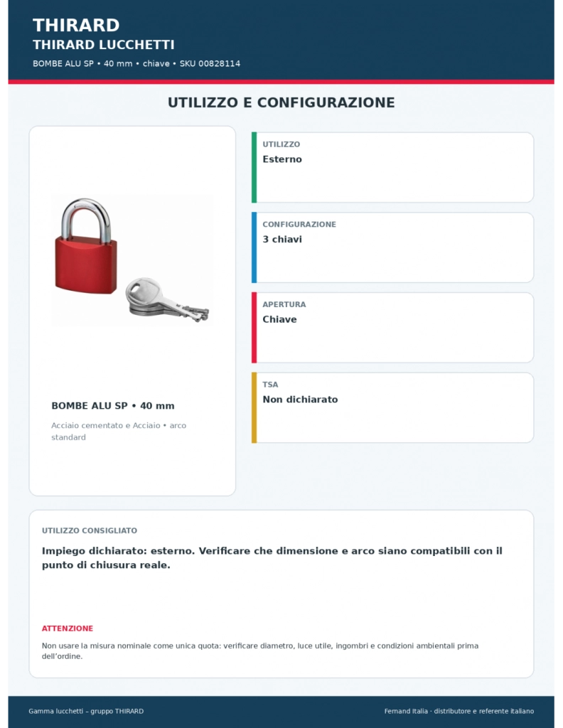 Lucchetto bombato in alluminio 40 mm, arco in acciaio cementato, 3 chiavi, colori assortiti – Serrurerie de Picardie