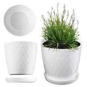 Vaso da fiori in plastica KADAX con supporto e coperchio, 25 cm, bianco.
