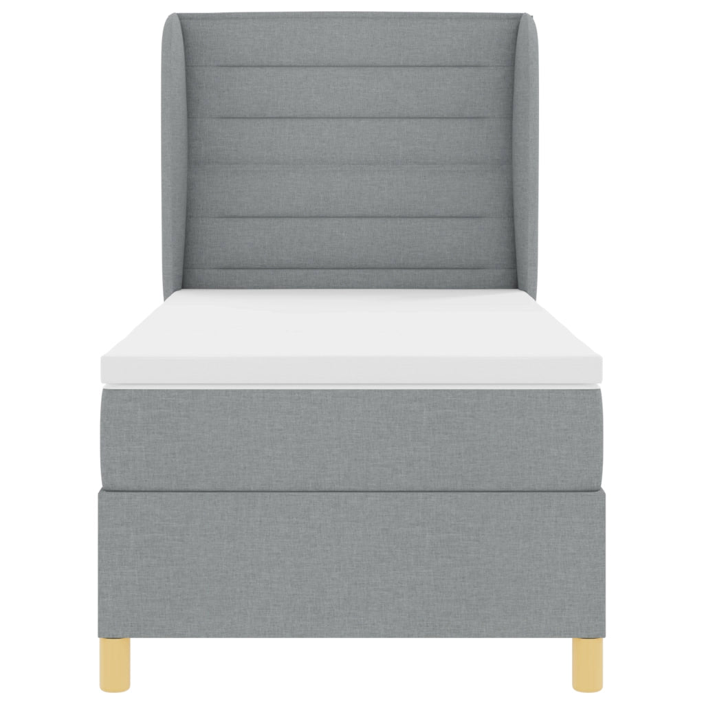 Materasso Box Spring con Letto Grigio Chiaro 90x190 cm Tessuto