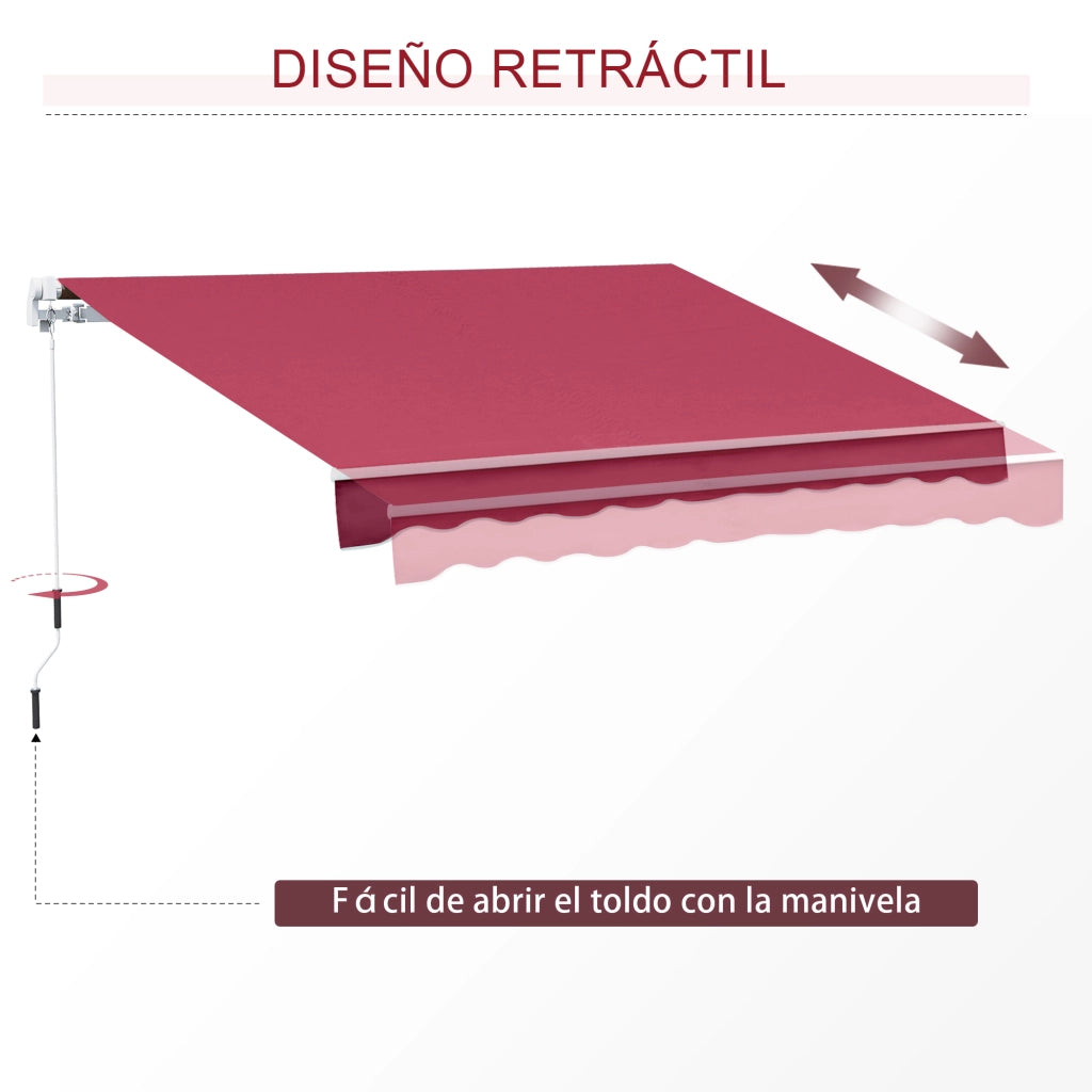 Toldo Manuale per Balcone Patio ¨C zephmum ¨C 395x245 cm Aluminio Poliestere Anti-UV Rosso