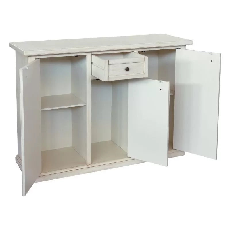 Madia credenza 3 porte 1 cassetto shabby bianco anticato decori 120x39x85 - Mobili 2G