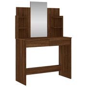 Toeletta | Tavolo da Trucco con Specchio Rovere Marrone 96x39x142 cm