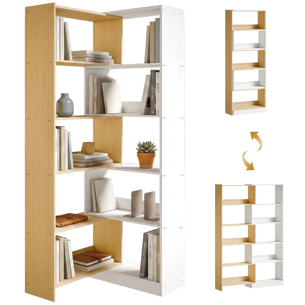 LIBRERIA angolare 350° 111,5 x 23,8 x 163,7 cm in truciolato naturale/bianco