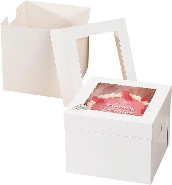 Decine di torta con finestra - set di 8 - cartone riciclabile - 20x20x20 cm