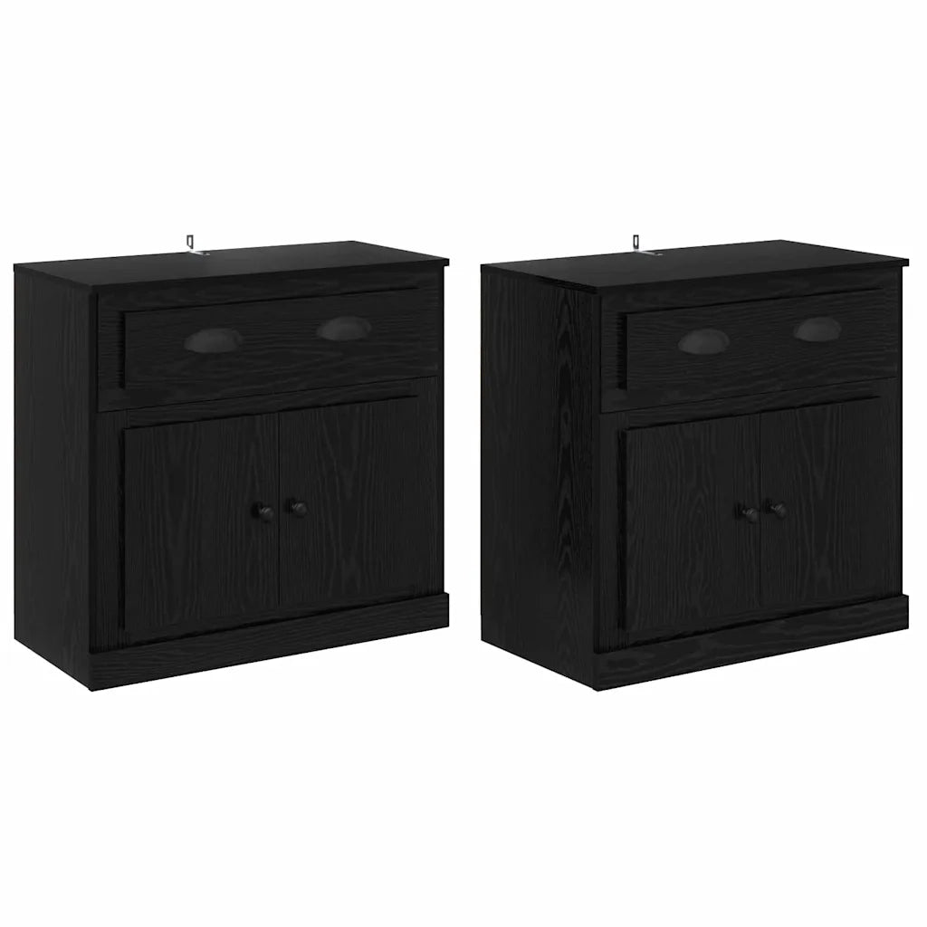 Credenza | Sideboards con cassetto 2 pcs Rovere Nero 70 x 35,5 x 67,5 cm